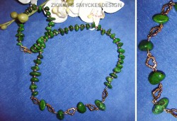 HA039 Ocotillo: Halsband med grna ocotillo magnesite stenar och guldfrgade mellandelar...95:- SLD