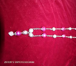 HA014 Candyheart: Lngre halsband (73 cm) med rosa och silver drizzle prlor p kedja...130:- SLD