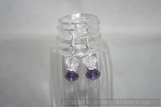 OR069 Swarovski purple: Örhängen med lila och vita swarovski kristaller...60:- 30:-