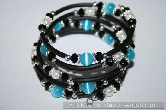 AR188 Turquoise memory: Memory armband med turkosa cateye prlor...125:- SLD