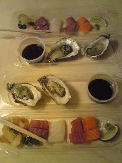 Feskarns sashimi med ostron.