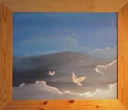 Tavla nr 7: Duvor i skyn (Akryl) 750 Kr.