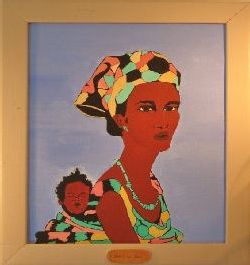 Tavla nr 1: Mamma och barn (Akryl) 600 Kr.